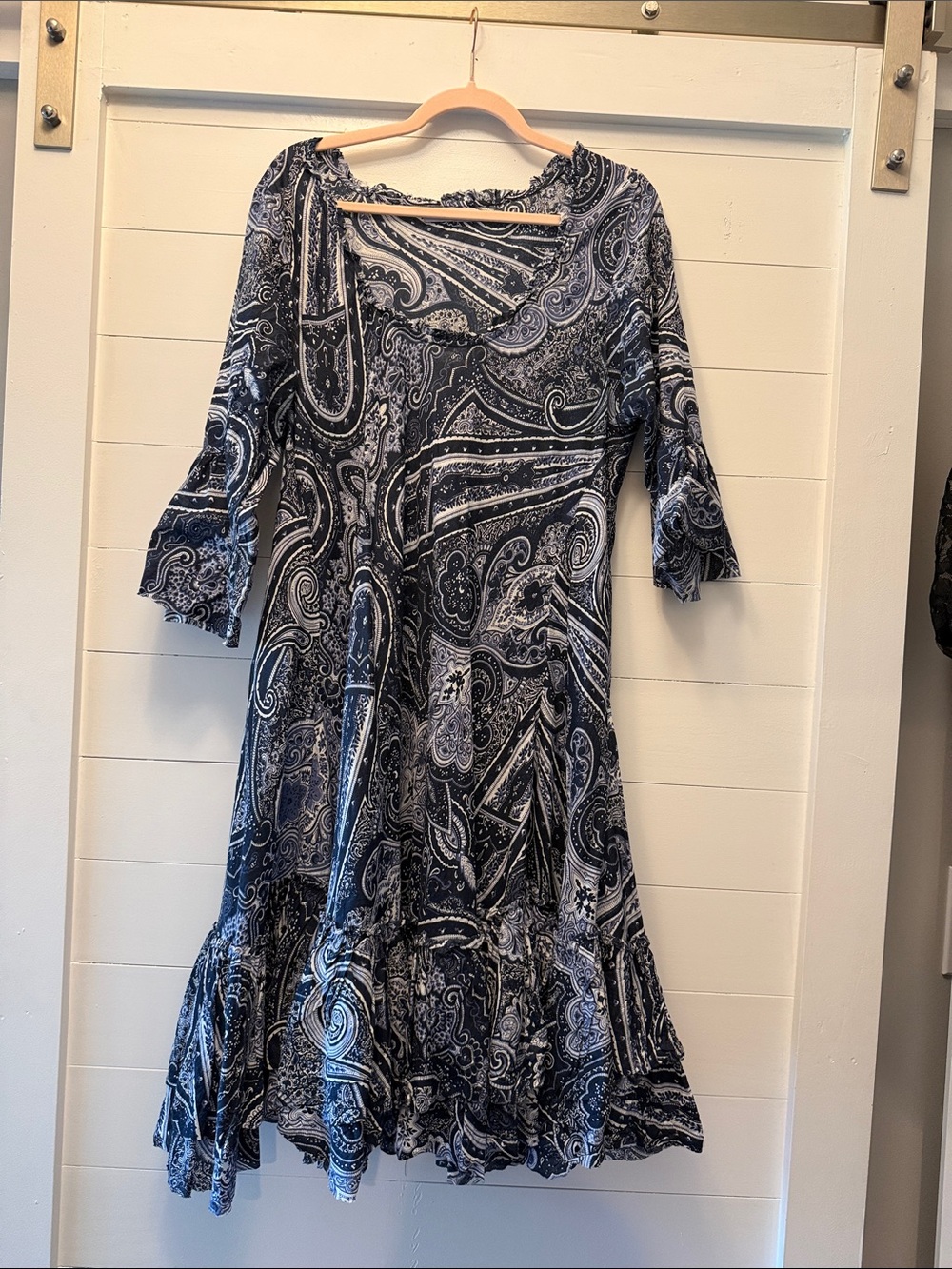 Women's Navy Paisley A-Line Dress